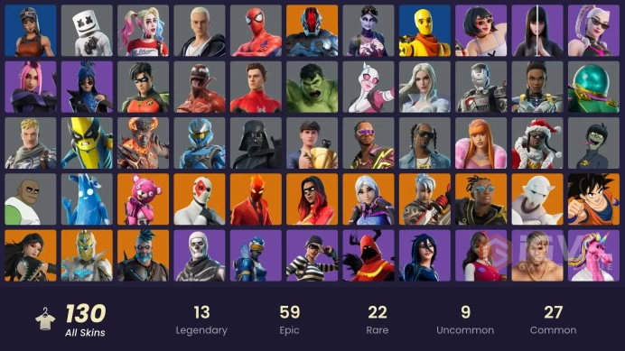 [ALL PLATFORMS]-130 Skin-Renegade Raider-Art the Clown-Front Man-Dragon Balls-Wild Card-Reaper-Candy Axe-FULL ACCESS-