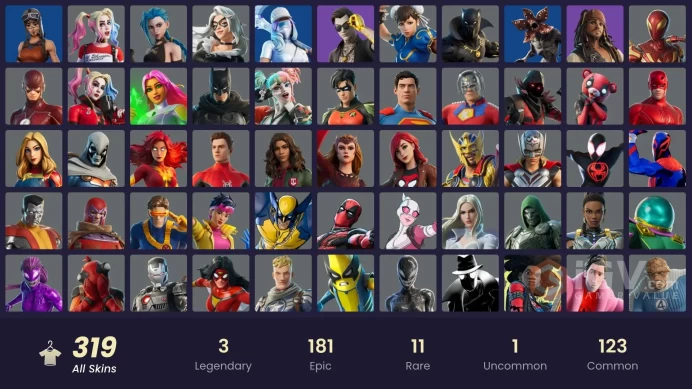 [ALL PLATFORMS]-314 Skin-347 Pickaxe-223 Emotes-350K V-BUCKS SPEND-Demogorgon-Renegade Raider-Arcane Jinx-Front Man- (HUNTR/X) SET-Chun-Li-