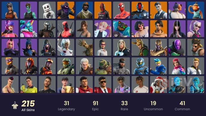 FA | 215 skins | Renegade Raider | Aerial Assault Trooper | Gold Meowscles | Gold Brutus | Master Chief (Matte Black) | Gold Midas | Cloud Strik
