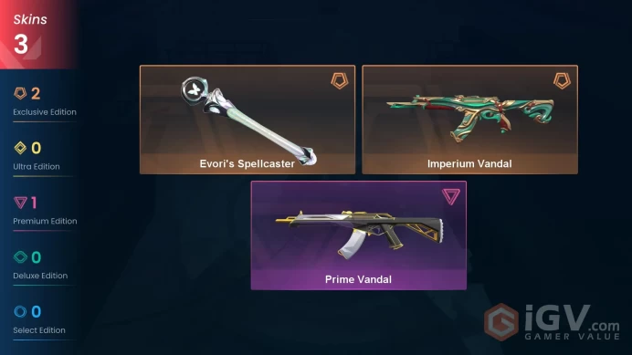 EU 3 skins | Evori's Spellcaster | Imperium Vandal | Prime Vandal | V0324