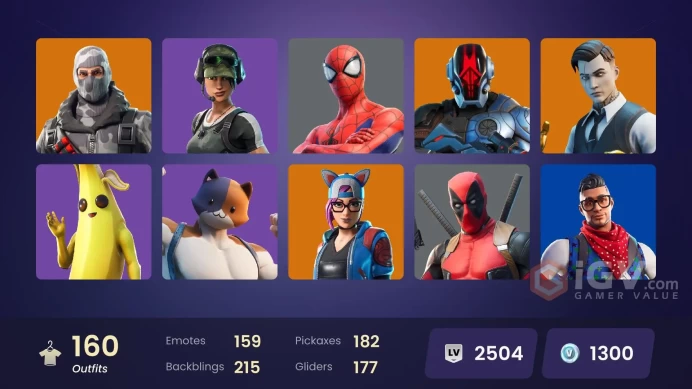 [PC/PSN/XBOX] 160Skins *76 Max styles*|Spider-Gwen ,Deadpool,Catalyst,Thor,Agent peely,Doctor Strange |Full Access