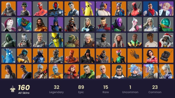[PC/PSN/XBOX] 160Skins *76 Max styles*|Spider-Gwen ,Deadpool,Catalyst,Thor,Agent peely,Doctor Strange |Full Access