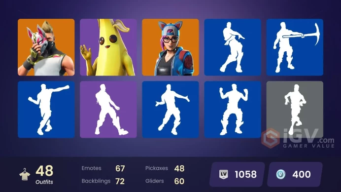  PC/XBOX  48 SKINS  Dire  Drift  Enforcer  Rox  Sentinel  Ruin  Luxe  400 VBUCKS  FKaAH 