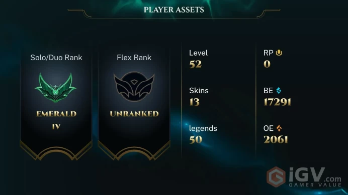 [EUW] S2026 - Emerald 4 - 56 Winrate - +30/-10LP Gain - 17K Be - Honor 5 - Safe - Instant Delivery
