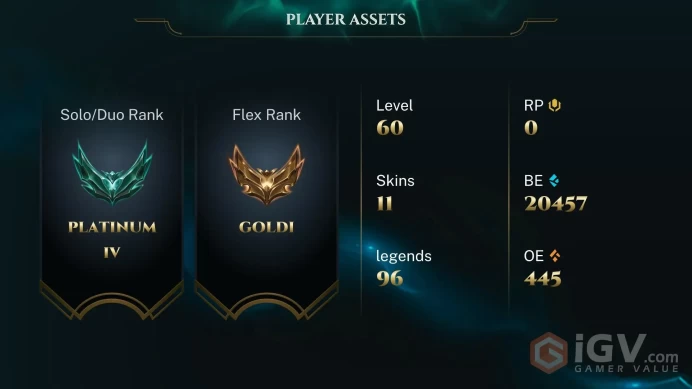 [EUW] S2026 - Platinum 4 - 51 Winrate - 18W-17L - 20K Be - Honor 5 - Safe - Instant Delivery