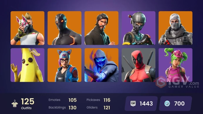 [PC] 125 skins | OG STW | The Reaper | Elite Agent | Take The L | Mako | Omega | Orange Justice | Drift | Calamity | Peely | 700 VB