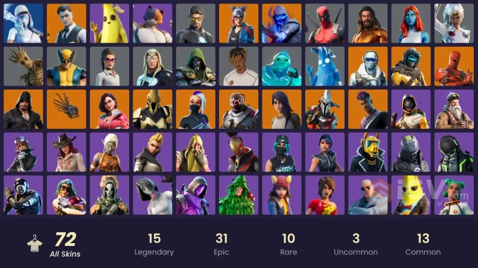 (PC PSN XBOX) 72 skins | MERRY MINT AXE / Gold Brutus | Gold Midas | The Scientist | Hybrid | Catalyst | Rox | Fade | Fusion | Gear Specialist M