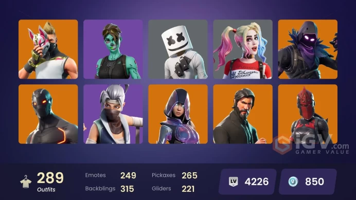 [PC] 288 skins | The Reaper | Glow | Elite Agent | Gold Brutus | Omega (stage 5) | OG STW | Take the L | Leviathan axe | Candy axe |	Y276