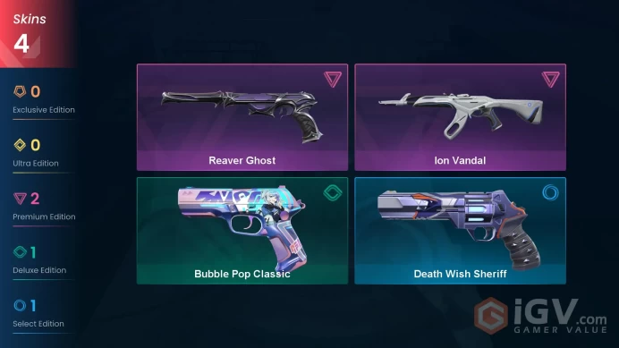 NA | 4 skins | Ion Vandal | Reaver Ghost | Bubble Pop Classic | Death Wish Sheriff | T1567