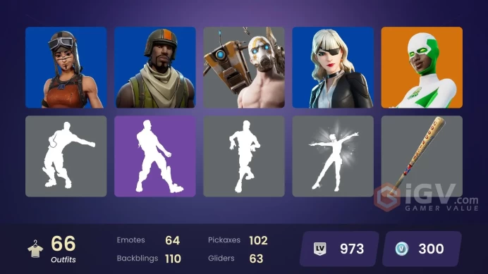  PC/XBOX  66 SKINS  Galaxy Scout  Backlash  Hero Baymax  Leonardo  Nyanja  Doom  300 VBUCKS  FKKPZ 