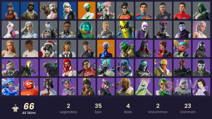  PC/XBOX  66 SKINS  Galaxy Scout  Backlash  Hero Baymax  Leonardo  Nyanja  Doom  300 VBUCKS  FKKPZ 