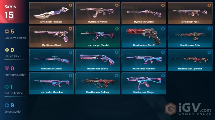 EU Full Access | 15 Skins Mystbloom Fanblade + Mystbloom Vandal + Mystbloom Ghost + Mystbloom Outlaw + Mystbloom Ares + more