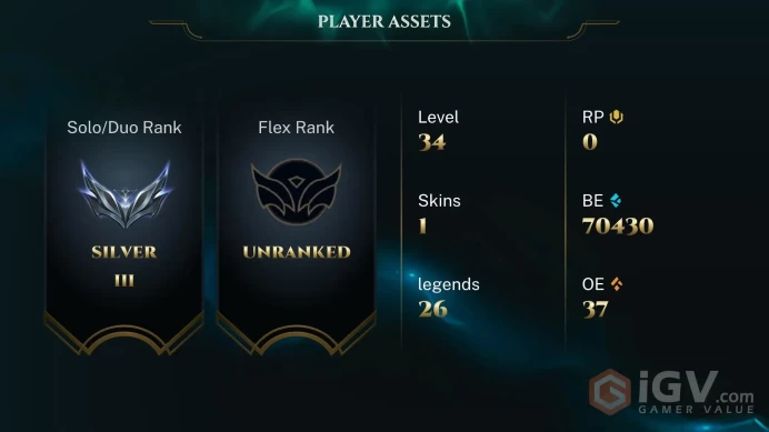 [EUW] S2026 - Silver 3 -60LP- - 1Win - 0Lose - Placements - 70K Be - 20game honor ban - Honor 2 - Instant