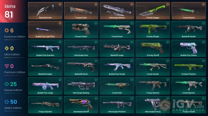 [3in1] / VALORANT 6 KNIVES | 81 skins | 183 LVL | Full access | Warranty | Gift