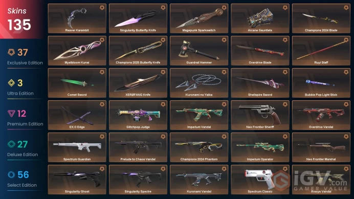 EU/GBR 132800 VP Champions 2025 Bundle Champions 2024 Bundle Evori Dreamwings Vandal Recon Phantom Spectrum Guardian Kuronami no Yaiba Arcane Ga