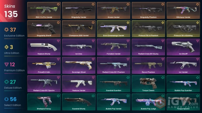EU/GBR 132800 VP Champions 2025 Bundle Champions 2024 Bundle Evori Dreamwings Vandal Recon Phantom Spectrum Guardian Kuronami no Yaiba Arcane Ga