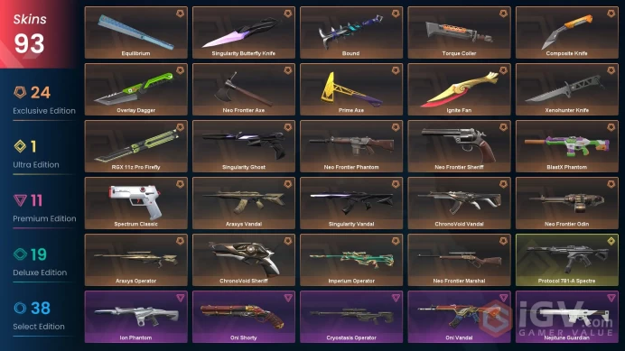 EU/GBR 77825 VP Ignite Fan Reaver Vandal Protocol 781-A Spectre Prime Axe Equilibrium Singularity Ghost Singularity Butterfly Knife Radiant Cris