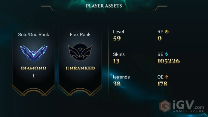EUW -(S16) DIAMOND 1 - 38 Champ - 13 Good Skins -105K BE - HONOR 5 - HANDMADE - S15 ACC UNVERIFIED - FULL ACCES LIFETIME WARRANTY - CHEAP