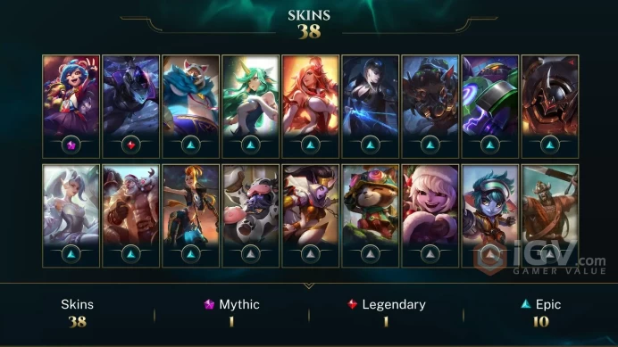 【LAN 】Level 109   62  Champ/ 38 Skins   Full Access  High Quality Account  Instant Delivery️