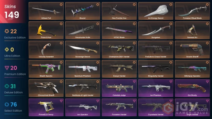 VALORANT EU WEST SERVER 149 SKİNS (+12 KNİFE, CHAMPİONS 2021 VANDAL+ARCANE SHERİFF,+18 VANDAL++  )AUTO DELIVERY FULL ACCESS-LIFETIME WARRANT