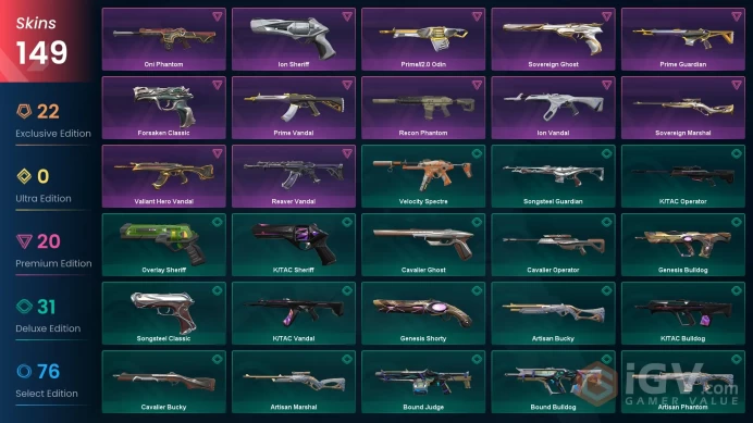 VALORANT EU WEST SERVER 149 SKİNS (+12 KNİFE, CHAMPİONS 2021 VANDAL+ARCANE SHERİFF,+18 VANDAL++  )AUTO DELIVERY FULL ACCESS-LIFETIME WARRANT