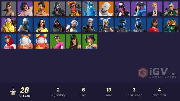  PC/PSN/XBOX  28 SKINS  Snap  Raz  Cloud Striker  Derby Dynamo  Agent Jones  500 VBUCKS  FLrMy 