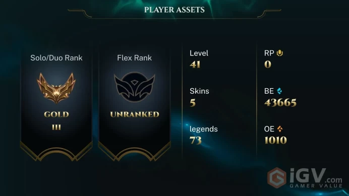  EUNE  6 SKINS  GOLD 3  73 CHAMPIONS  41 LEVEL  INSTANT DELIVERY  FULL ACCESS  FJkaY 