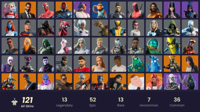 [PSN/XBOX/NIN/PC] 121 SKINS | SULTURA | MASKED FADE | OFF | ON | BURNING AMBITION VALERIA | BATTLE-TESTED | FANCY PETER GRIFFIN (NO HAT)