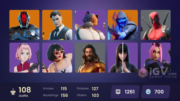 PC/XBOX 108 SKINS All Might Sorana Spectra Knight Catalyst Fusion Fade 700 VBUCKS FLsRA