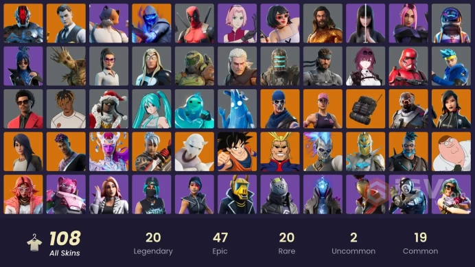 PC/XBOX 108 SKINS All Might Sorana Spectra Knight Catalyst Fusion Fade 700 VBUCKS FLsRA