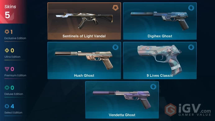 [ EU ] / Level 124 / 5 Skins / 300 VP / 23 Agents / Sentinels of Light Vandal / Sentinels of Light Vandal / Sentinels of Light Vandal