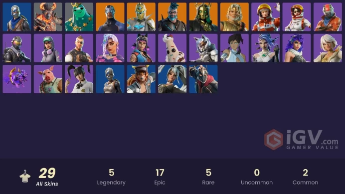 29 skins | Blue Squire | Royale Knight | Take The L | Lina Scorch | Rogue Agent | Carbide | Spectra Knight | Hades | Omegarok | Zeus | Poseidon 