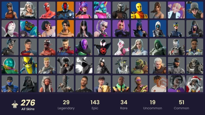 FA | 276 skins | Renegade Raider | Andre | Renee | Heron Stance Hero | Victor Elite | Optimus Prime | Snap | Peter Griffin | Mizuki | Joey