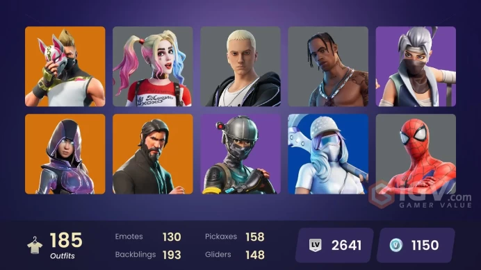 PC/Xbox/Nintendo 185 skins Travis Scott | Unchained Ramirez | Pitch Patroller | The Reaper | Glow | Take The L | Elite Agent | Gold Brutus | Gol