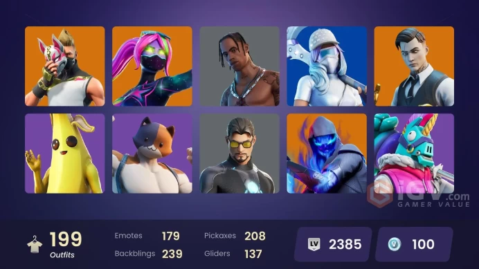 FA | 199 skins | Travis Scott | Astro Jack | Gold Brutus | Gold Midas | Gold Meowscles | Rogue Agent | Tart Tycoon | The Champion | Grind