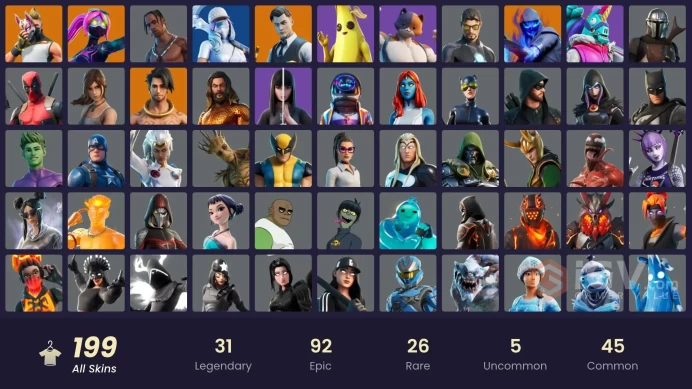 FA | 199 skins | Travis Scott | Astro Jack | Gold Brutus | Gold Midas | Gold Meowscles | Rogue Agent | Tart Tycoon | The Champion | Grind