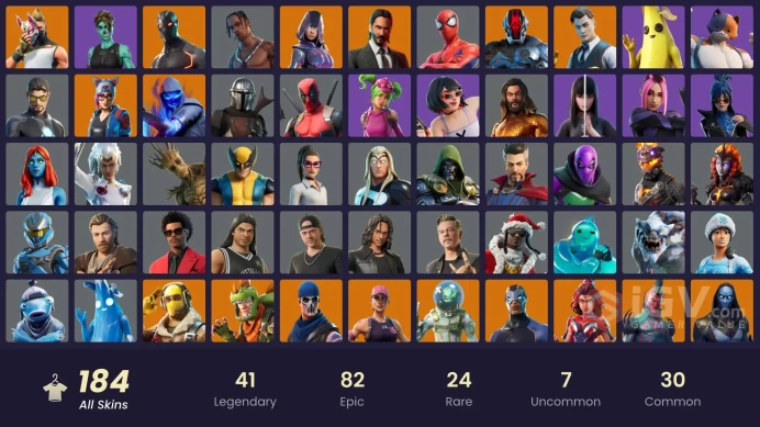 [PC] 183 skins | OG STW | IKONIK | Glow | Travis Scott | Gold Meowscles | Gold Brutus | Gold Midas | Rogue Agent | Point Patroller | John Wick |