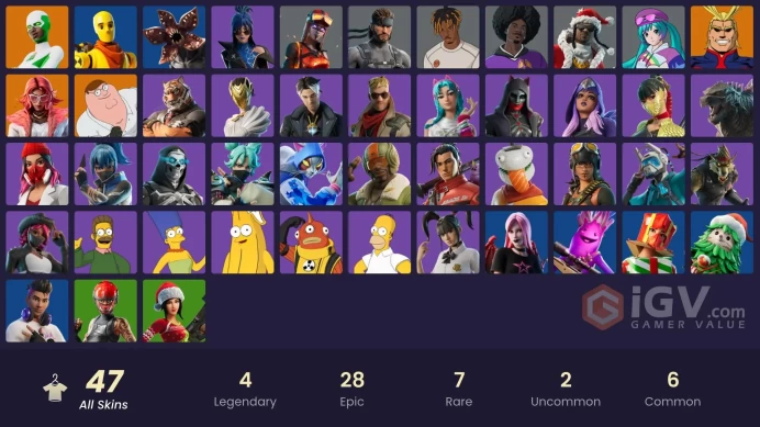  PC/PSN/XBOX  47 SKINS  Valeria  All Might  Peter Griffin  Backlash  Blaze  Hope  100 VBUCKS  FMQNX 