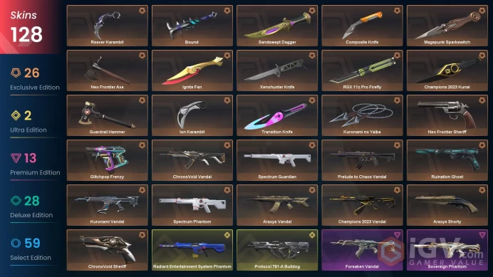 EU/TUR 96675 VP Ignite Fan Champions 2023 Bundle Champions 2023 Vandal Prime Vandal Forsaken Vandal Reaver Karambit Araxys Vandal Kuronami no Ya