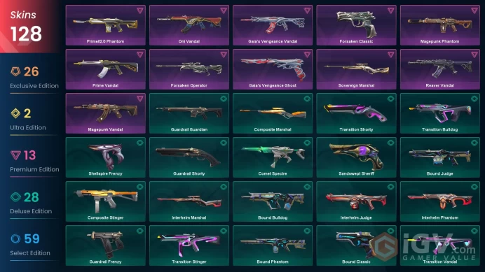 EU/TUR 96675 VP Ignite Fan Champions 2023 Bundle Champions 2023 Vandal Prime Vandal Forsaken Vandal Reaver Karambit Araxys Vandal Kuronami no Ya