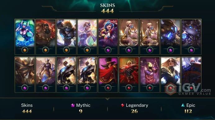 EUW / EMERALD 4 %70WR - 172 Champ - 444 Perfect Skins(4 Ultimate, 9 Mythic, 26 Legendary, 112 Epic) - 24.2K BE - FULL ACCES - CHEAP