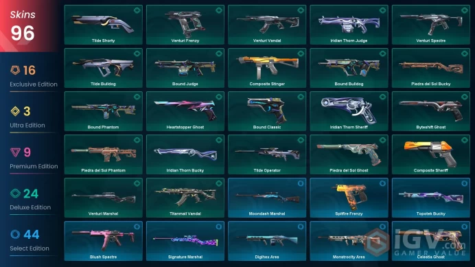 EU/TUR 69425 VP Champions 2023 Bundle Champions 2023 Vandal Phaseguard Vandal Radiant Crisis 001 Phantom ChronoVoid Vandal Neo Frontier Sheriff 