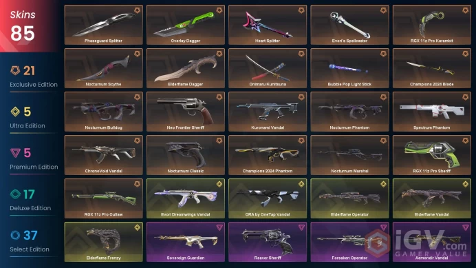 EU/TUR 82025 VP Champions 2024 Bundle Champions 2024 Phantom Phaseguard Splitter Evori's Spellcaster ORA by OneTap Vandal Evori Neo Frontier She