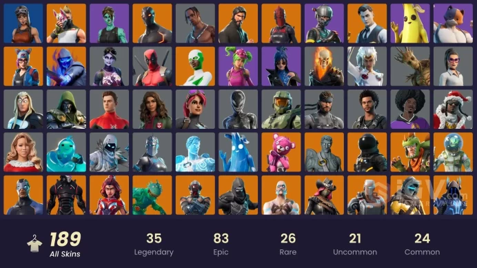 188 skins/full access/travis scott/the reaper/omega stage 5/pc,psn,xbox,nintendo/huntmaster saber/take the l/rambunctious/fresh