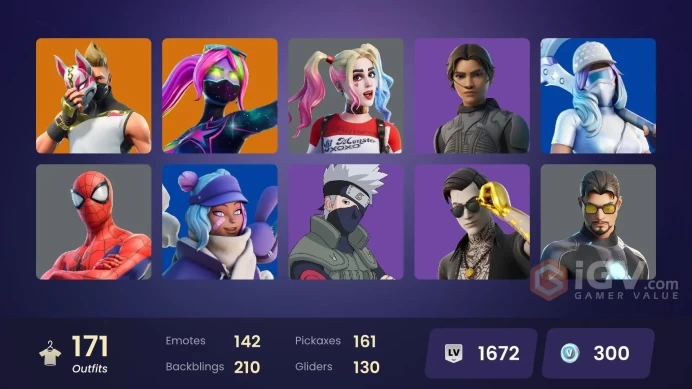 [ALL PLATFORMS]-171 Skin-160 Pickaxes-142 Emotes-129 Gliders-Midsummer Midas-Lara Croft (2000s)-Victoria Saint-FULL ACCESS-