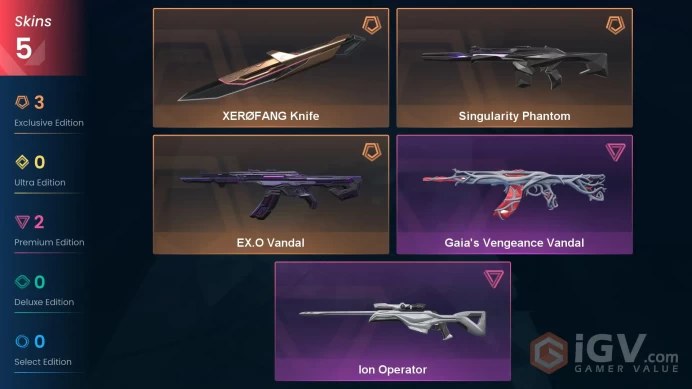 Na-Usa-Can | Xerofang Knife | EX.O Vandal | Singularity Phantom | Gaia's Vengeance Vandal | Ion Operator | 5 Skins | Level 20 | Full Access