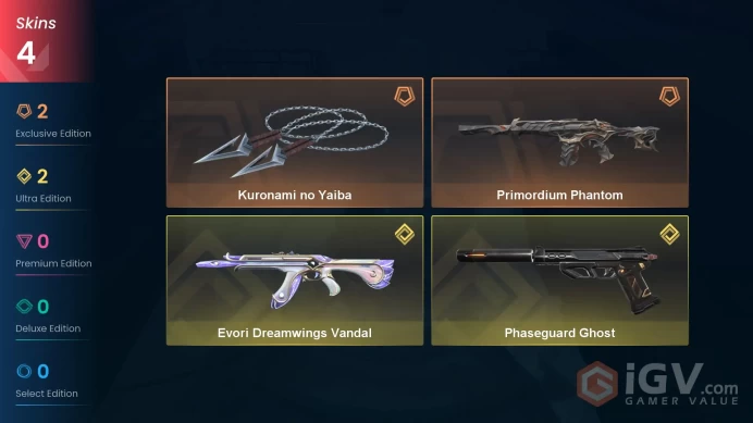 Eu-Europe | Kuronami no Yaiba | Evori Dreamwings Vandal | Primordium Phantom | Phaseguard Ghost | 4 Skins | Level 20 | Full Access