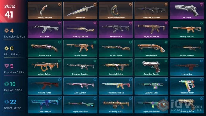 41 Skin //EU-TR // Reaver Vandal + Ion Vandal + Singularity Phantom + Magepunk Spectre + Ion Sheriff + Sovereign Marshal + 3 Knife //FULL Access