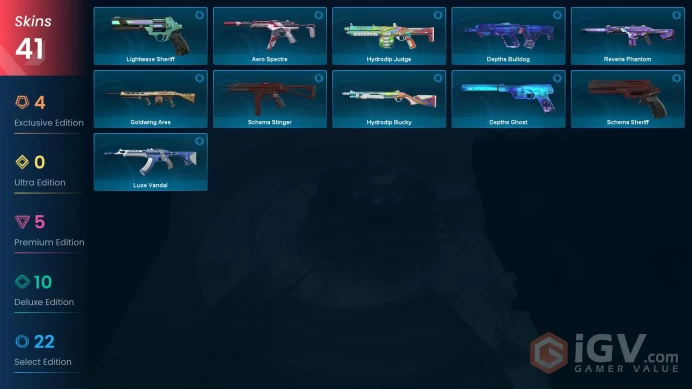 41 Skin //EU-TR // Reaver Vandal + Ion Vandal + Singularity Phantom + Magepunk Spectre + Ion Sheriff + Sovereign Marshal + 3 Knife //FULL Access