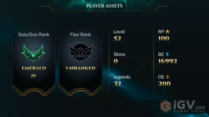 [EUW] | Emerald IV   | Champion 32 | 17K BE+ |  LVL 30 |  | Full Access | Instant Delivery |Unverified Email | RR2